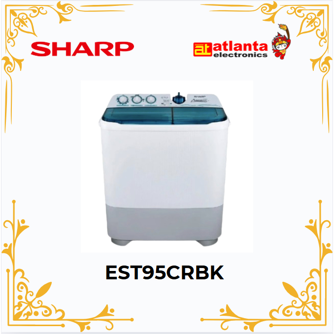 Sharp Mesin Cuci 9 kg EST 95 CRBK MESIN CUCI 2 TABUNG