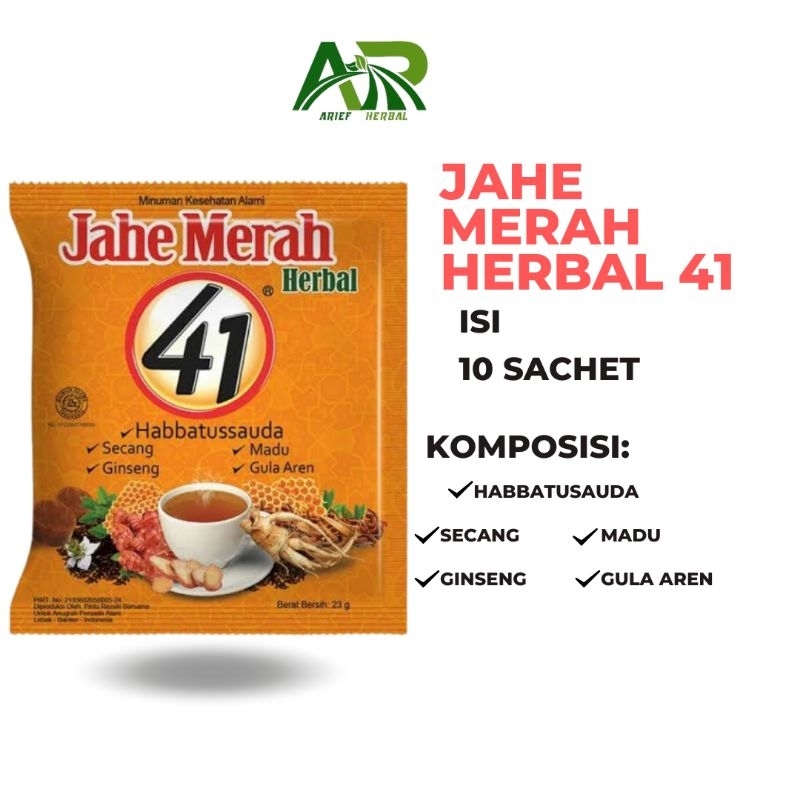 

Minuman Jahe Merah Herbal 41 Satu Renceng Isi 10 Sachet