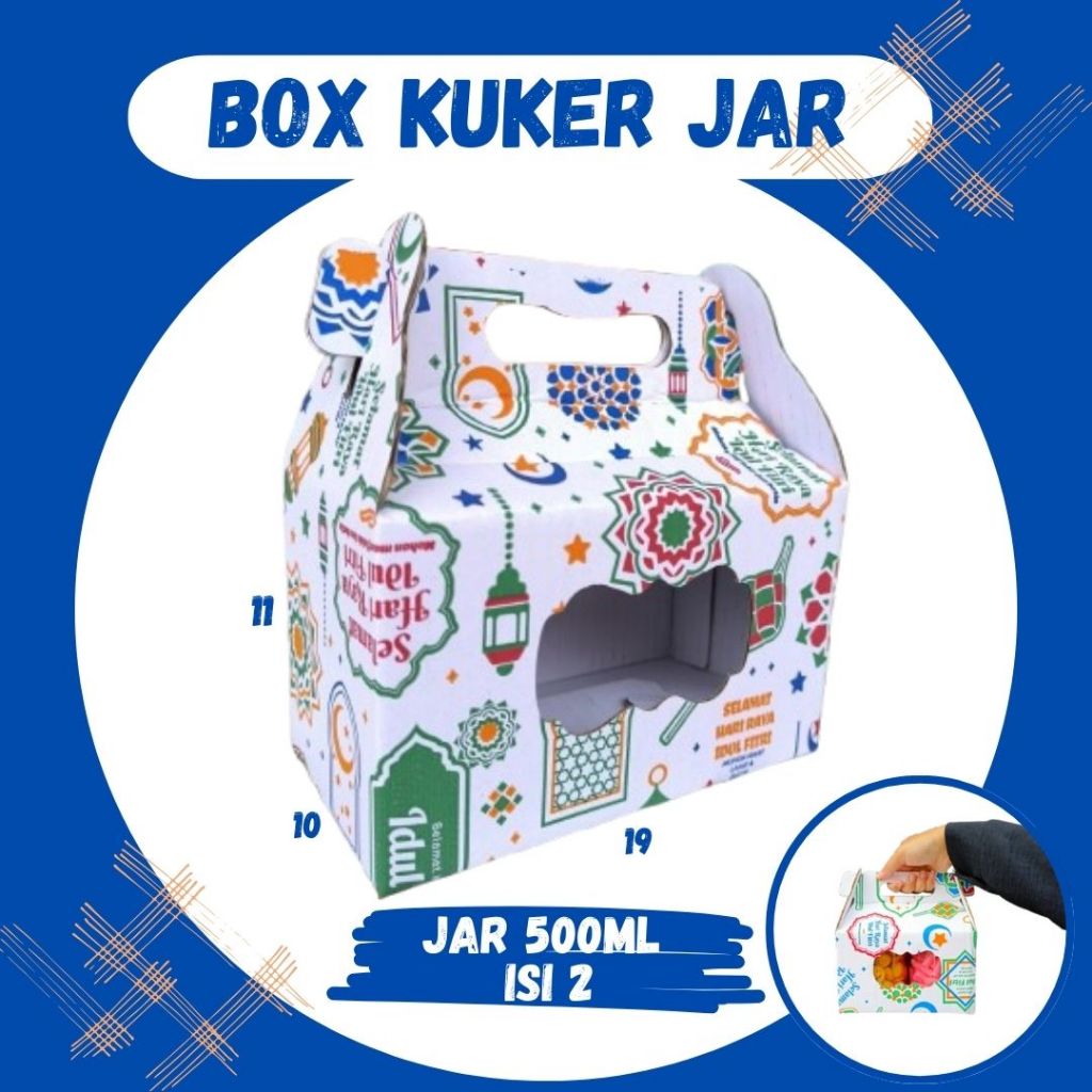 

Box Jinjing Kuker 19x10x11 Jinjing Jar (KUKER TOPLES JAR 500ml ISI 2) Box Jinjing Kardus Lebaran Idul Fitri Hampers Polos/Motif