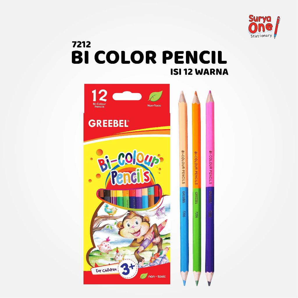 

Pensil Warna Bi-Color Greebel (7212) 24 Warna / Dual Coloring Pencil / Pensil Warna Anak Suryaone