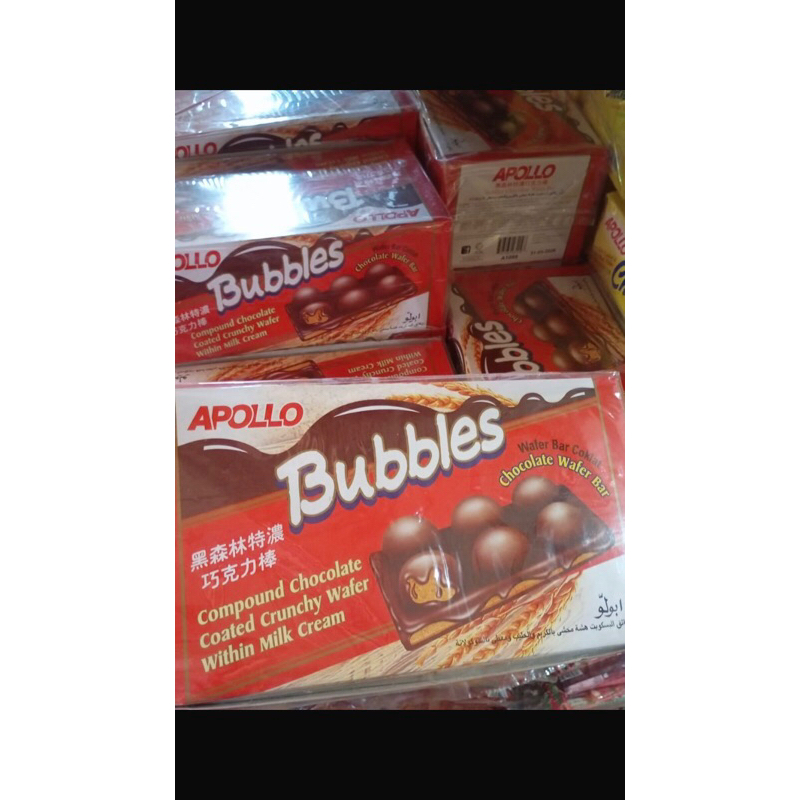 

Apollo bubbles chocolate wafer coklat bar isi 24 exp 12/25