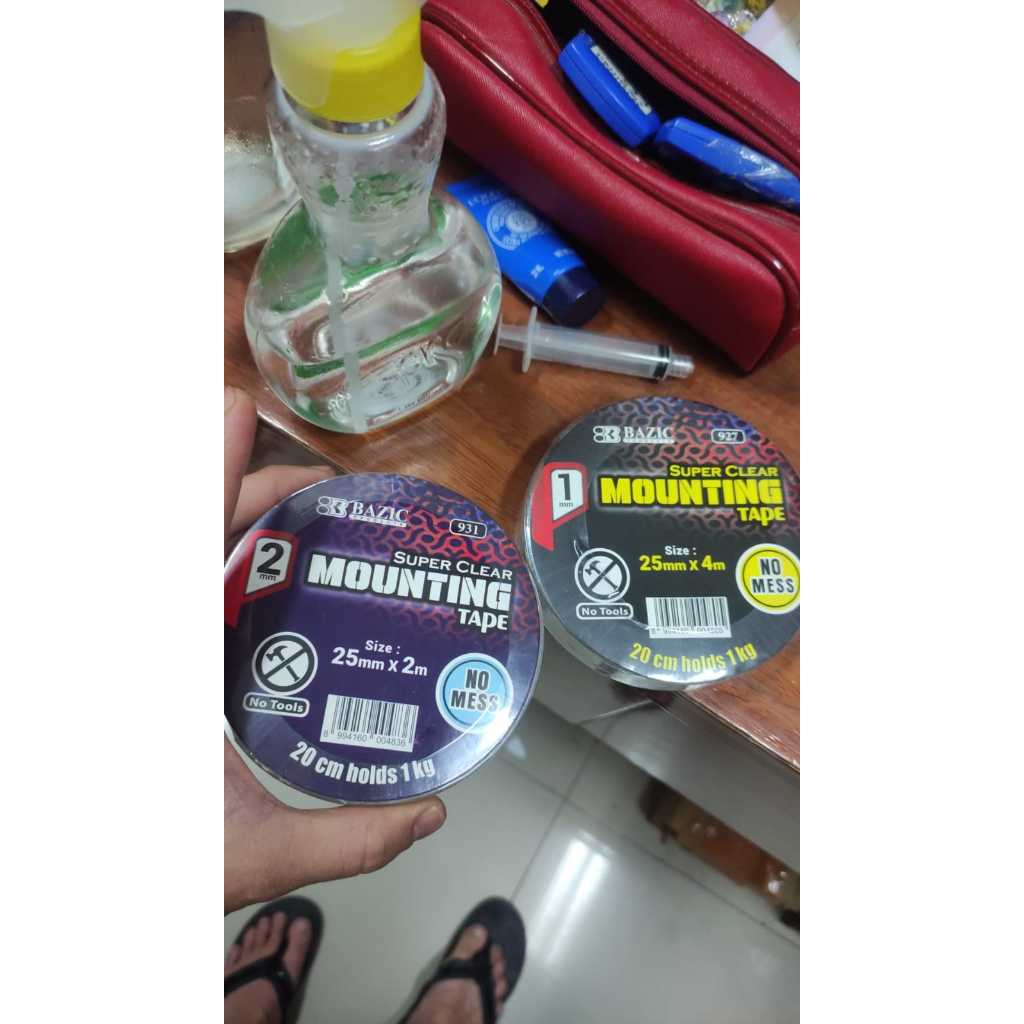 

nano double side tape 927( tebal 1 mmx25mmx 4 meter ) atau 931 tebal nya (2 mm panjang 2 meter x 25 mm) mounting tape double tapie bening transparan