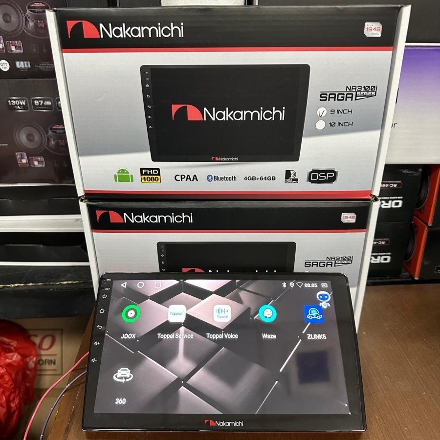 head unit android auto carplay nakamichi saga ram 4/64 support 360