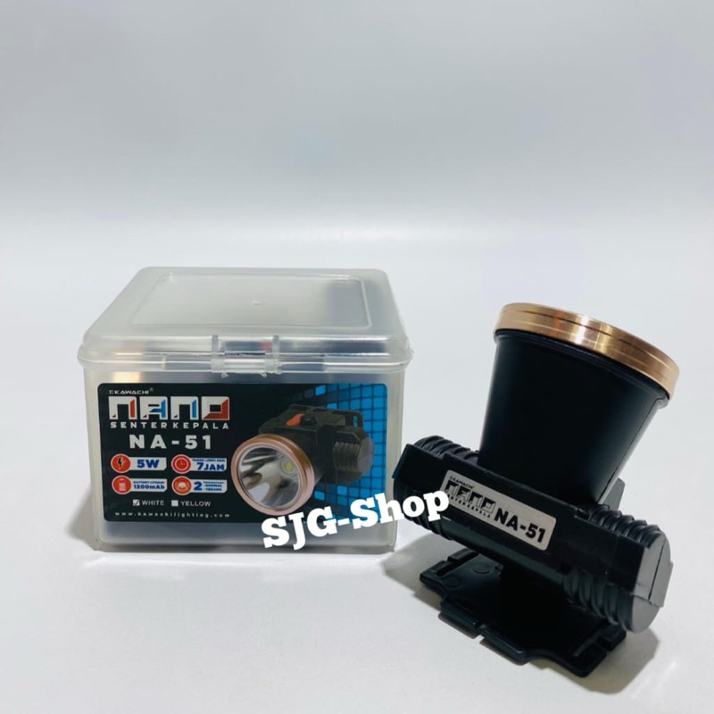 Kawachi Nano Senter Kepala 5 watt Warna Putih Baterai Litium Nano NA-51 Super Terang Barang Ori