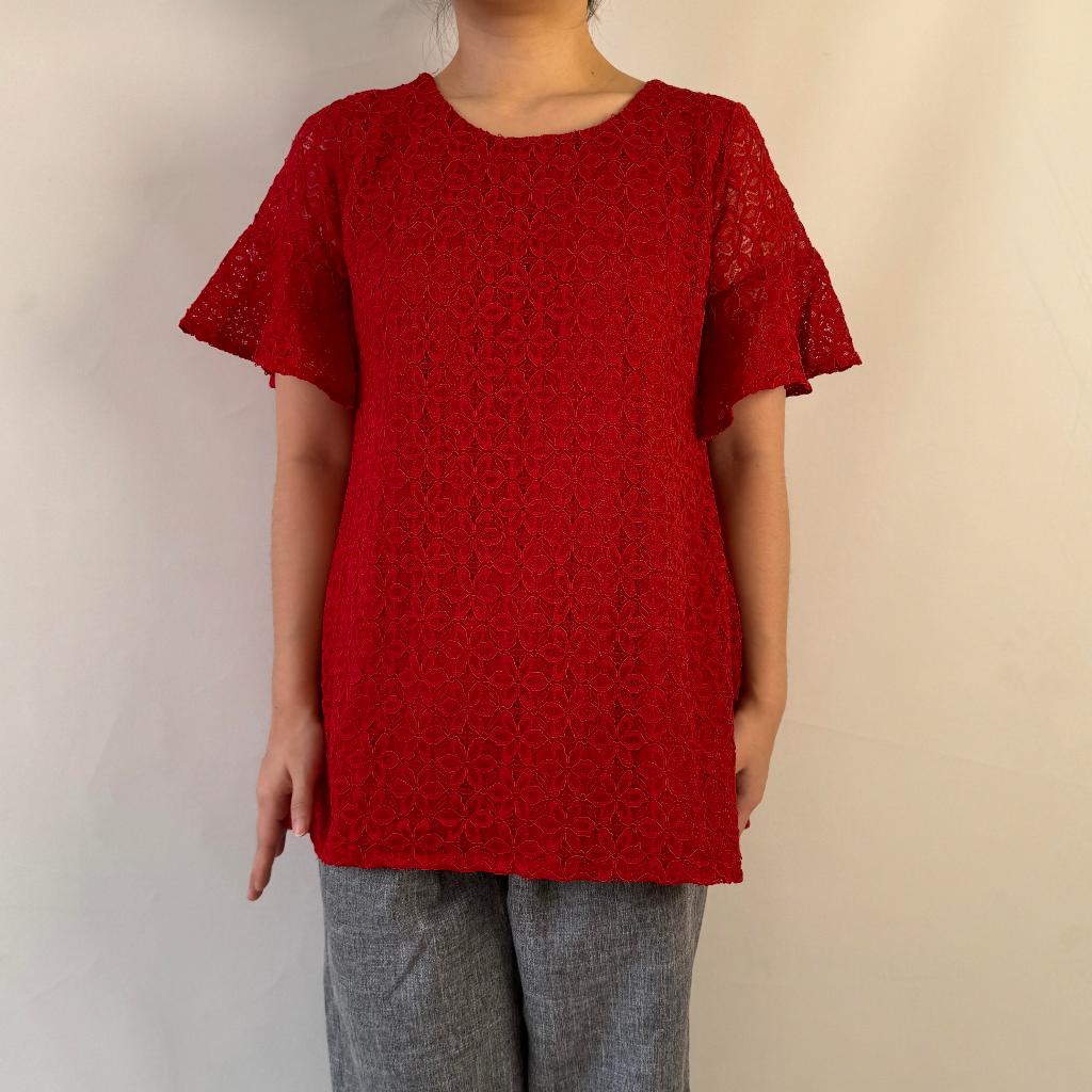 3H Red Blouse Brukat (JL.14)