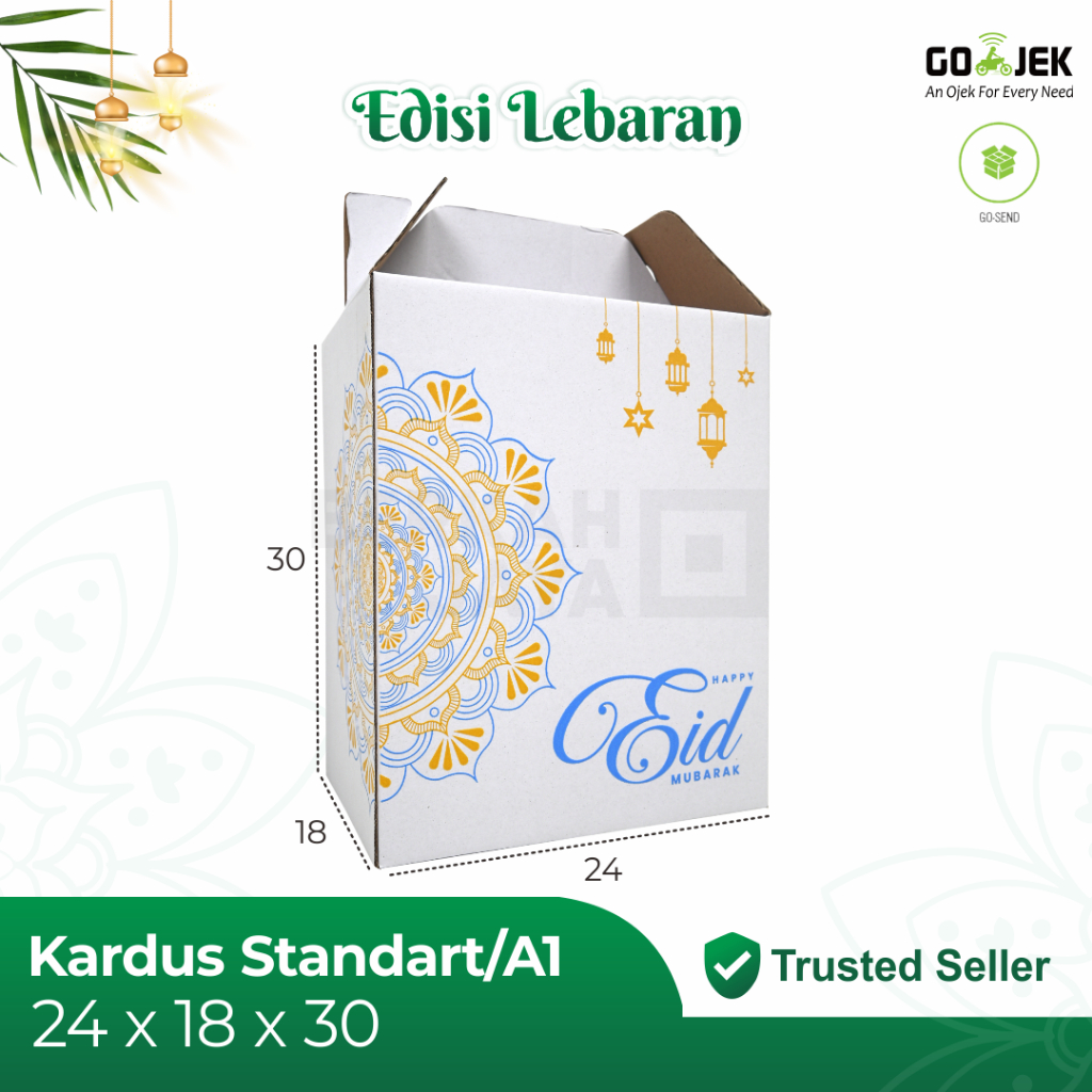 

Kardus Jinjing 24x18x30 Gable Box hampers lebaran Ied Mubarok Dus Idul Fitri Lebaran Packing Kotak Kemasan Karton 24 x 18 x 30 cm