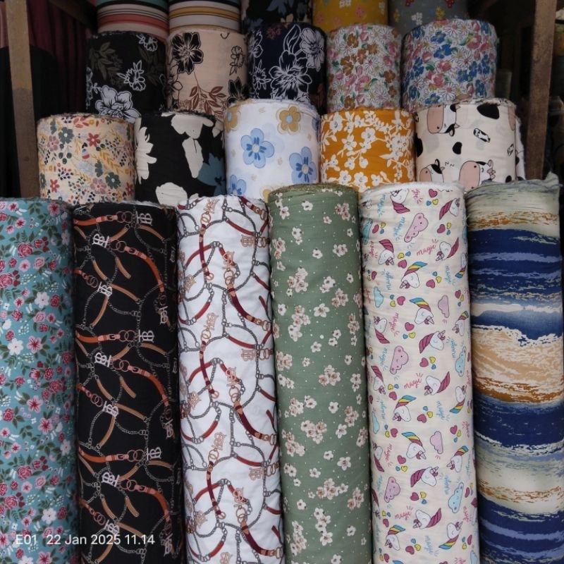 HARGA/0,5 M | KAIN RAYON UNIQLO MOTIF / BAHAN RAYON VISCOSE PREMIUM / KATUN RAYON MOTIF / KAIN DRESS