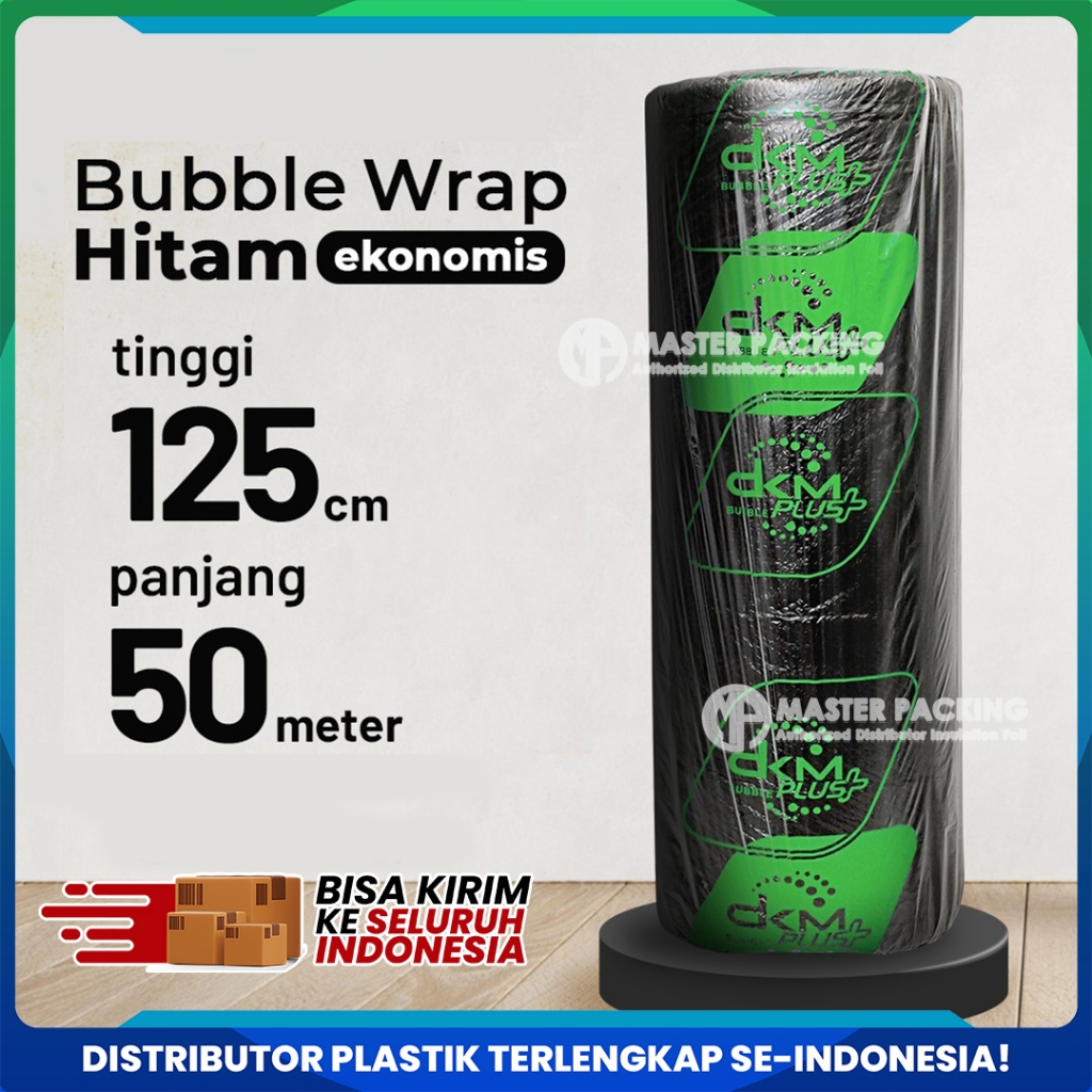 

Plastik Packing Gelembung Bubble Wrap DKMPlus Roll 125cm x 50m 2,4Kg Hitam Ekonomis VIA EKSPEDISI