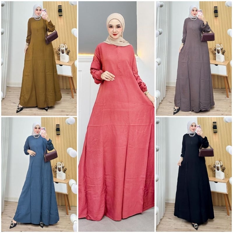 Gamis Twill Ori (Zipper) || Polos Basic || by Alena Batik