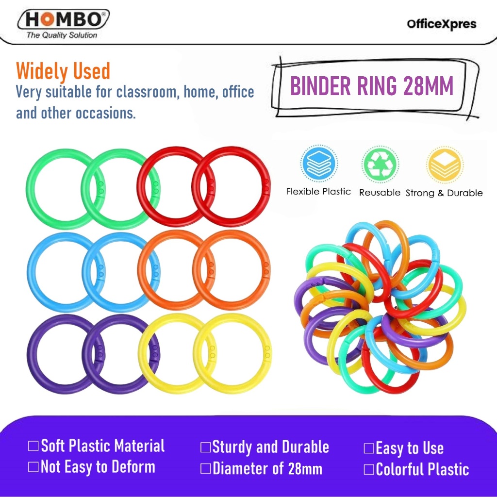 

(20 PCS) Binder Rings Plastic 28mm / Plastik Binding O Ring 28mm / Ring Binder Buka Tutup / DIY Binder Ring / Loose Leaf 1 Hole / Binder Ring 3cm