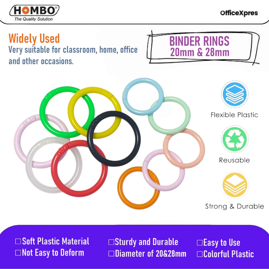 

(100 Pcs) Binder Rings Plastic 20mm / Plastik Binding O Ring 28mm / Ring Binder Buka Tutup / DIY Binder Ring / Loose Leaf 1 Hole / Binder Ring 2cm