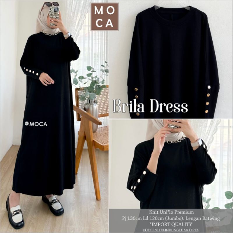MOCA Brila Dress|Gamis wanita hitam terbaru 2025