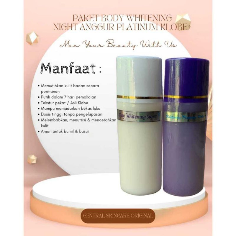 Paket HB Siang Whitening Super + HB Malam Anggur Platinum Klobe