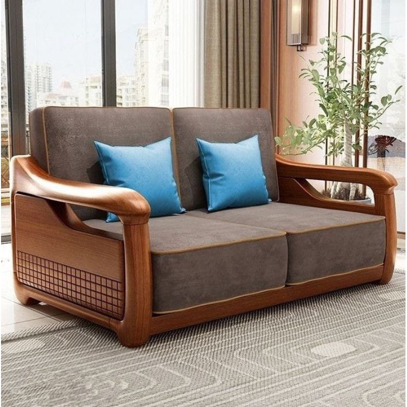 sofa bangku kursi ruang tamu minimalis custom Kayu jati 2 seater UK 160x80x75