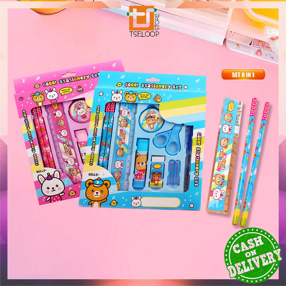 

OFM-A26 Alat Tulis Set 8in1 Karakter Stationery Kids / Paket Alat Tulis Anak TK / Set School Supplies for Child Writing Gift Eraser Ruler