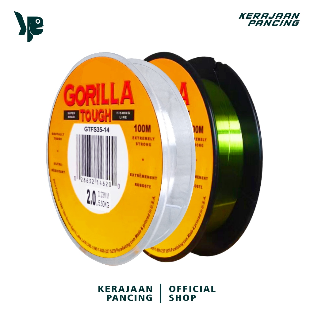 KERAJAAN PANCING - Senar Pancing Berkley Gorilla Tough Panjang 100Meter 2Warna   Senar Nilon