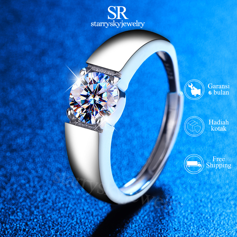 Cincin Nikah Palladium Titanium Tunangan Pria Anti Karat Cincin Berlian Emas Putih Fashion Aksesori 