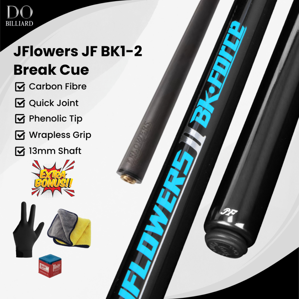 Stick Billiard JFLOWERS JF BK1-2 Break Cue Wrapless Grip Carbon Fiber Shaft Stick Billiard / Stick J
