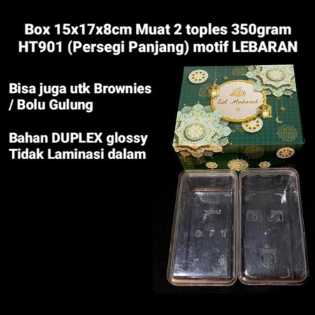 

( 5 pcs ) cake box hampers lebaran motif lentera hijau eid mubarak dus packaging 2 toples hardtop 350gr motif lentera hijau tua 15x17x8cm