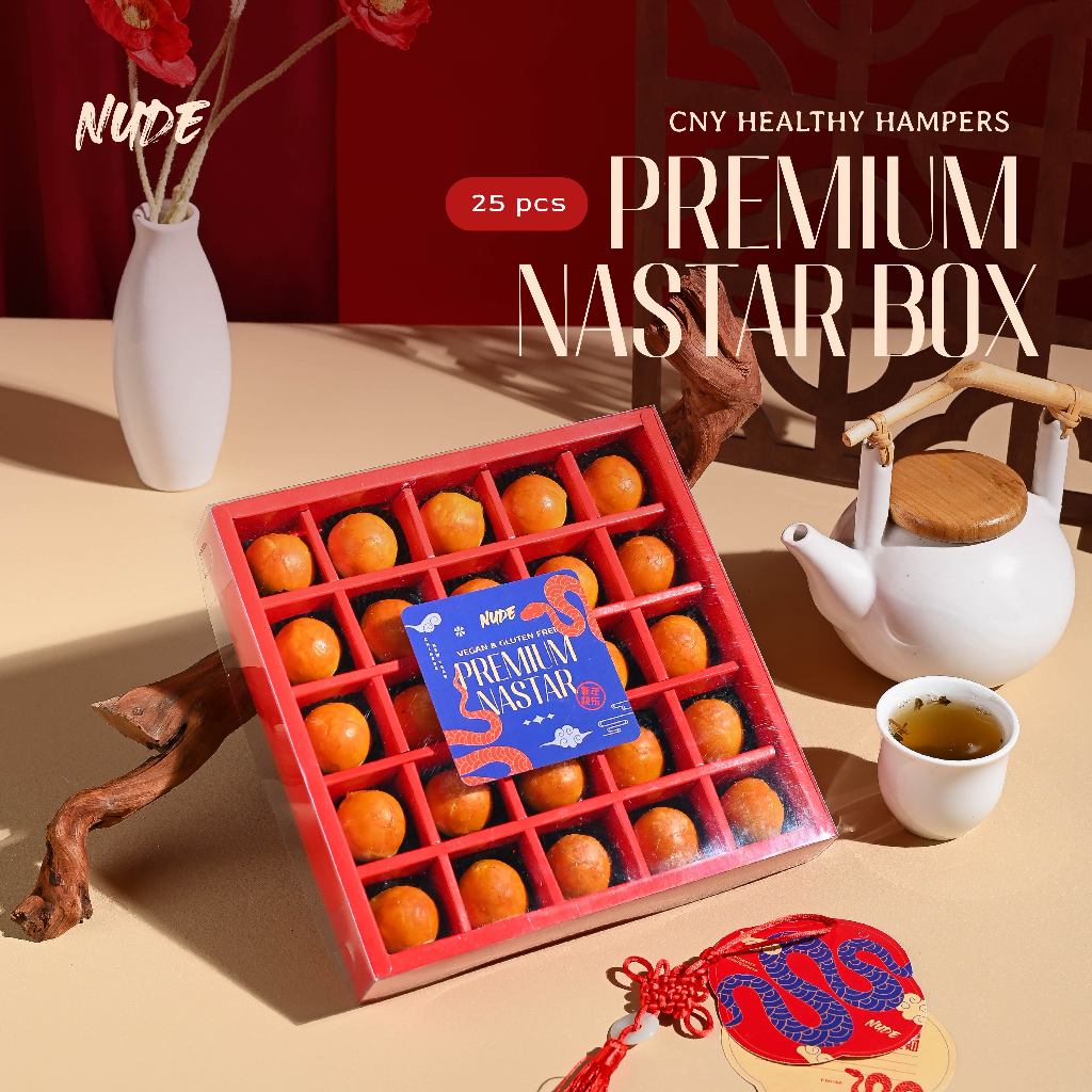 

Vegan Nastar Premium Box of 25 pcs Gluten Free NUDE BAKE | Imlek Hampers - Tnpa BubbleWrap - W/ bubble Wrap