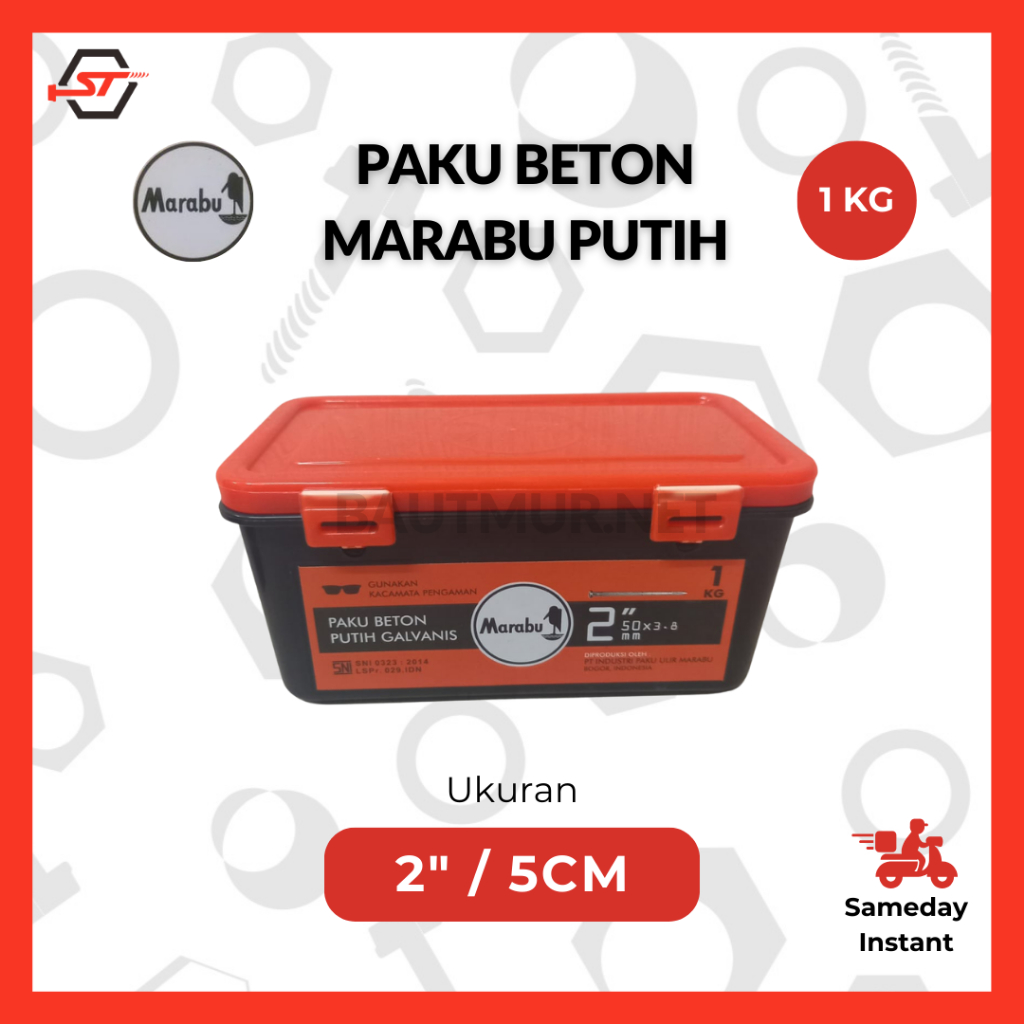 (1KG) MARABU Paku Beton 5 cm - Paku Beton Putih 2 inch