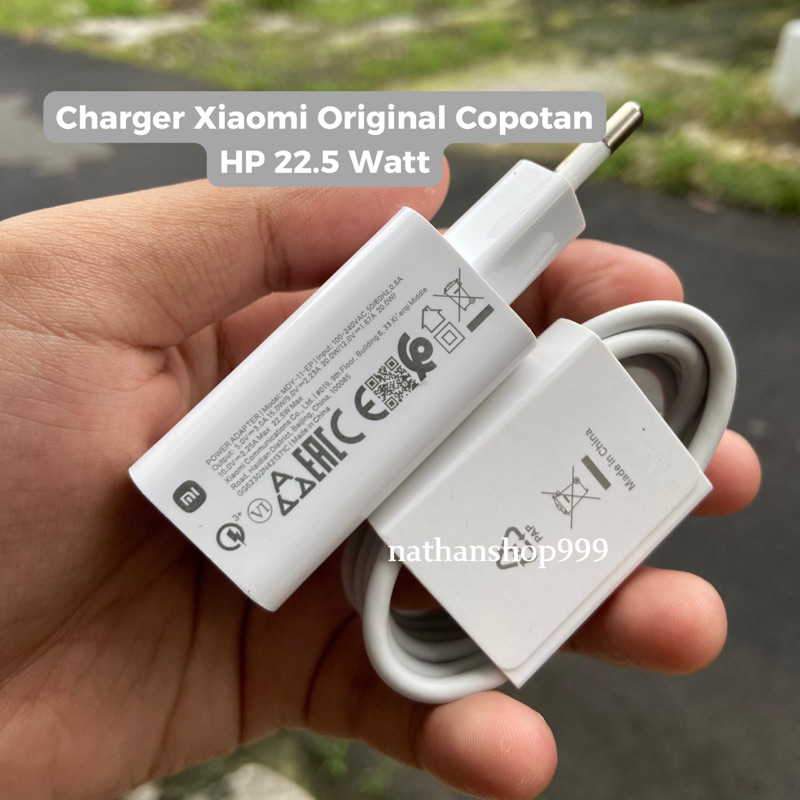 Charger Original 100% Bawaan HP Xiaomi 22,5W Fast Charging Redmi Note 9, 9T, Redmi 10, Poco M3