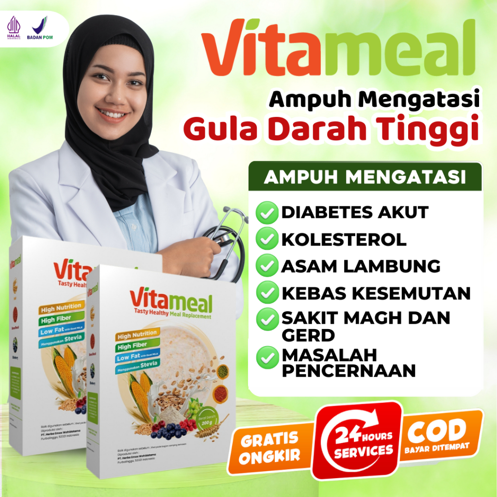 

PROMO VITAMEAL Sereal Gula Darah Tinggi Diabetes Akut Menahun Asam Lambung Gerd Magh Kebas Kesemutan Kaki Tangan Badan Glukosa Kolesterol Ampuh Original VITAMINILK HERBAL