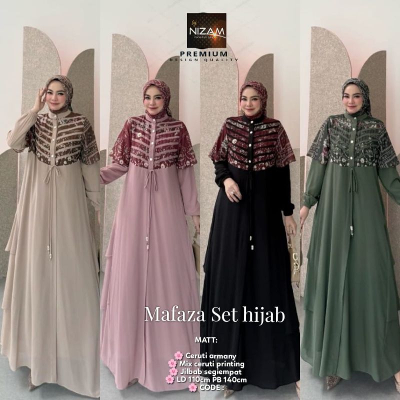 MAFAZA Set Dress Gamis Free Jilbab Segi Empat