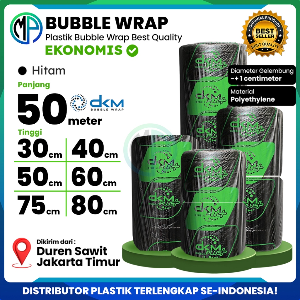 

Plastik Gelembung Bubble Wrap DKM Roll Ekonomis Hitam 50 meter / Plastik Bubble Packing Termurah