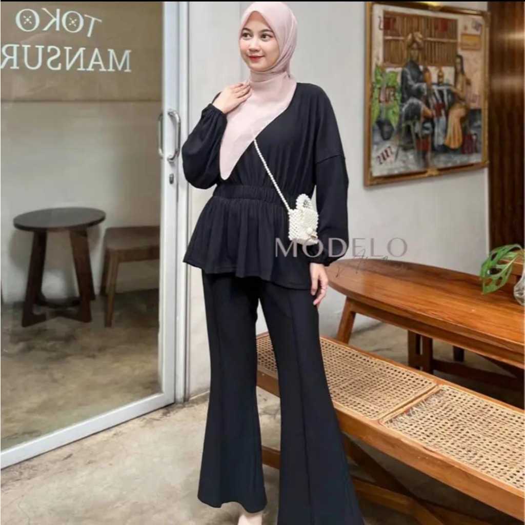 Marlin Set Rib Knitt (PLEATS) - Setelan Plisket Cutbray Premium Mewah Nency Pleats Set Cantik Jumbo