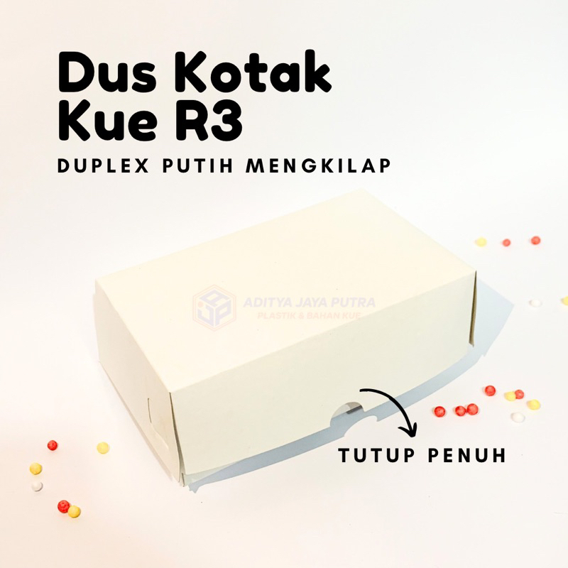 

Dus Kue / Snack Box (R3) 15x10x5 Cm Duplex Coated Putih Mengkilap (Ketebalan 310Gsm)