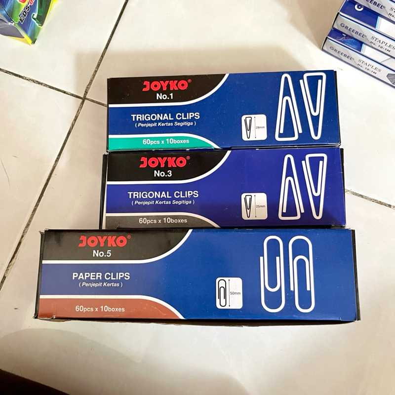 

(PACK) TRIGONAL PAPER CLIP JOYKO NO.1 NO.2 NO.3 / PENJEPIT KERTAS JOYKO