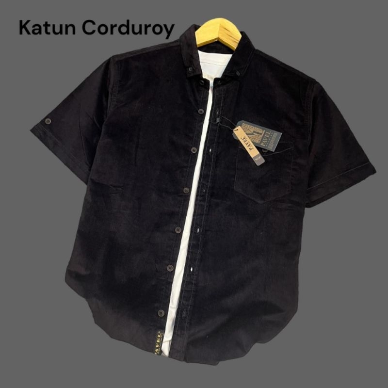 Kemeja lengan pendek pria bahan corduroy / Kemaja lengan pendek corduroy unisex / Kemeja pria polos 