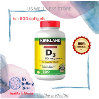 KIRKLAND Vitamin D3 - 2000iu, isi 600 Softgel