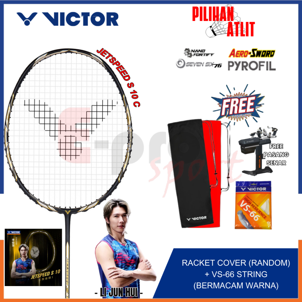 Raket Badminton Victor Jetspeed S 10 C / JS 10 / JS10 / JS-10C Bulutangkis Li JunHui Original