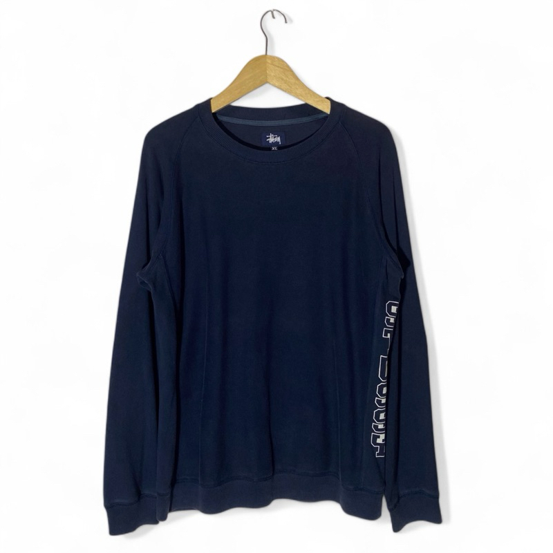 Stussy Side Logo Crewneck Vintage Navy Authentic Original