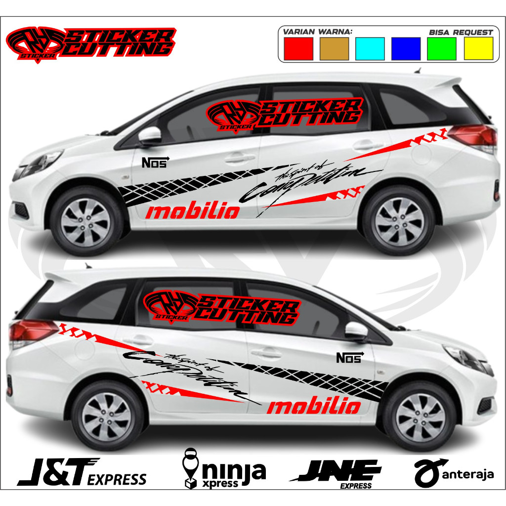 Stiker mobil mobilio stiker cutting the competition stiker variasi body samping mobilio