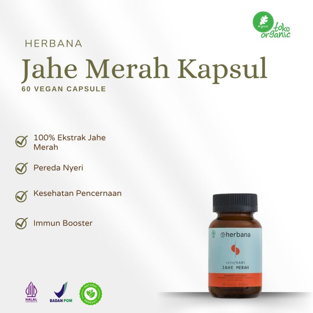 

Herbana Relief Sari Jahe Merah (60 VCaps) | Jahe Merah Herbal, Red Ginger, Jahe Merah untuk Immun Tubuh, Jahe Merah untuk Kesehatan Pencernaan