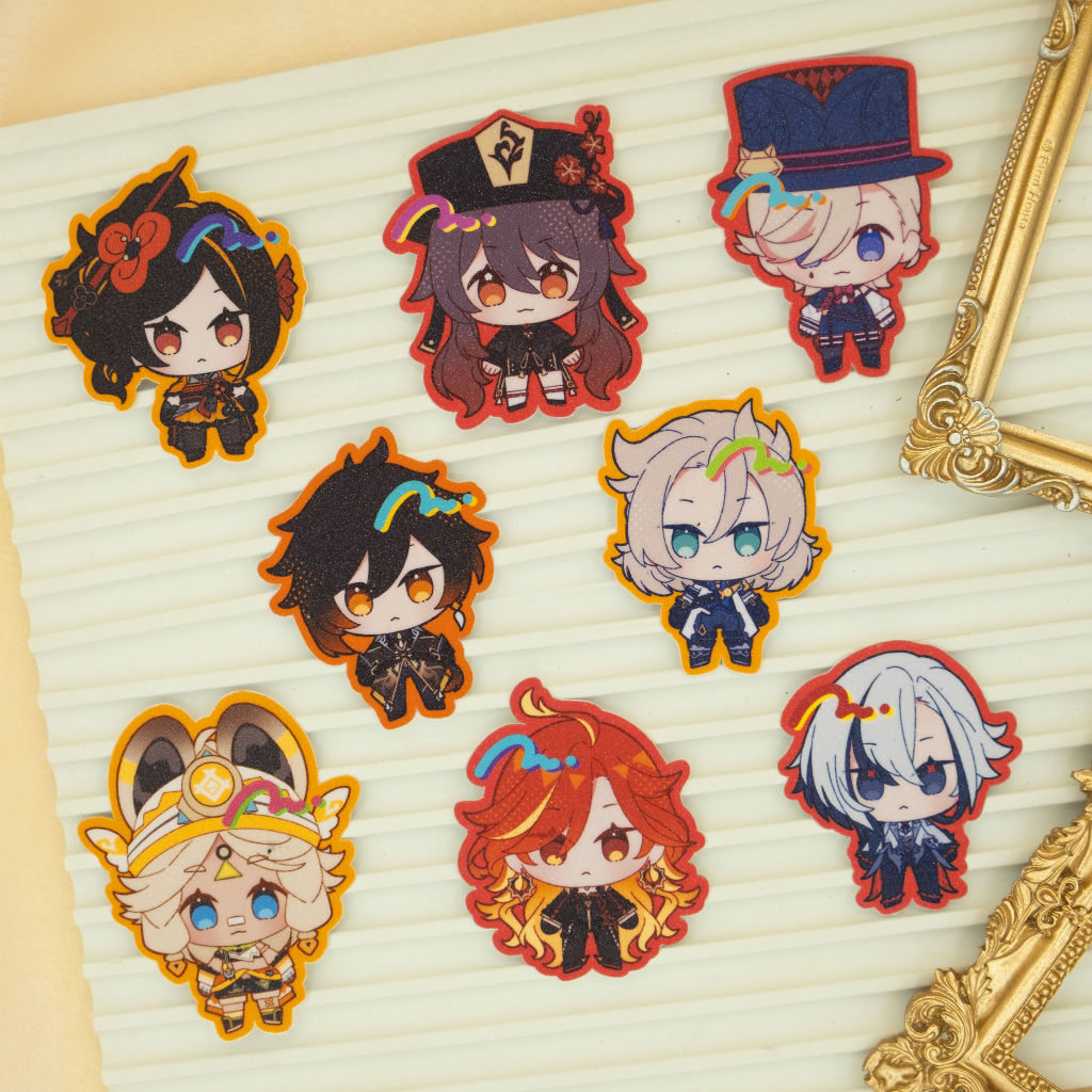 

Genshin Impact Vinyl Glitter Laminated Sticker Group B | Decoration | Journal | Collection | Game | Anime