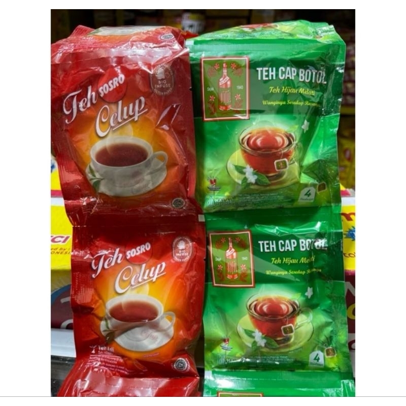 

TEH CELUP SOSRO/CAP BOTOL RENCENG (ISI 10 SACHET)