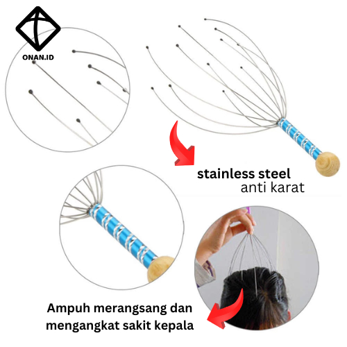 ONAN Handy Head Massager Alat Pijat Kepala / Alat Terapi Pijat Kepala / Rangsangan Kepala Premium
