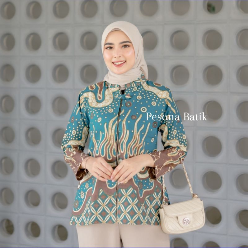 BATIK WANITA WARNA KOMBINASI ATASAN BLOUSE BLOUSE BATIK TUNIC BATIK WANITA MODERN BATIK TUNIK WANITA