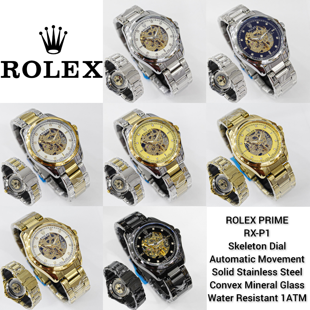 Jam Tangan Rolex Prime RX-P1 Skeleton Dial Automatic Pria – Stainless Steel Premium/Jam Tangan Rolex
