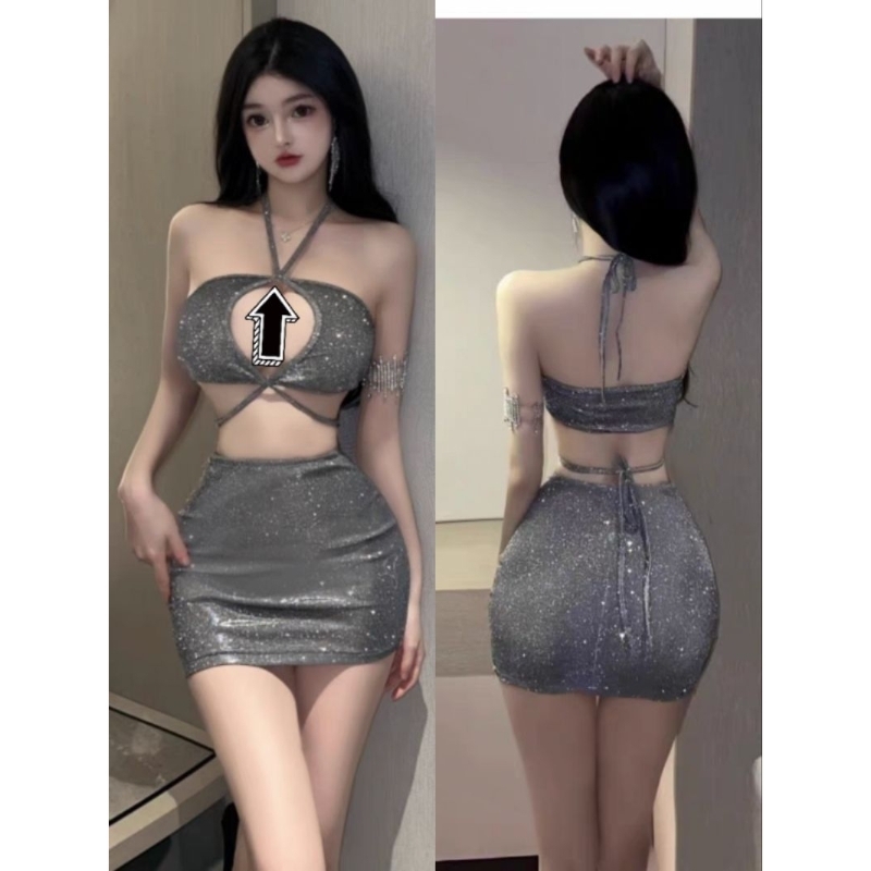 Stelan Wanita Sexy Mini Dress Clubbing NightDress Pesta Malam HM350