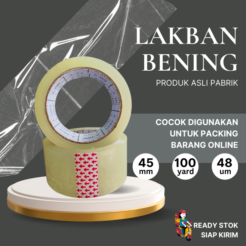 

Lakban bening murah 100 Yard, 50 Yard