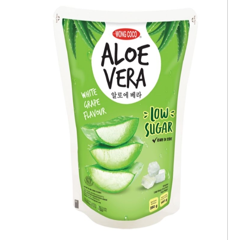 

Wong Coco Aloe Vera with Grape Flavour Low Sugar Pouch 280 gram rendah gula rasa anggur