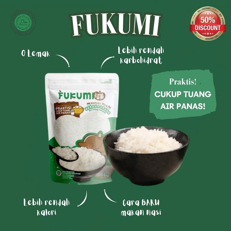 

beras porang fukumi 1 kg original/diabetes/kalori rendah/bisa cod