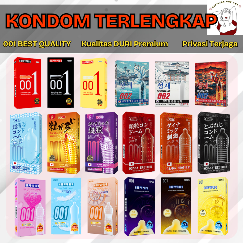 Kondom 001 Premium Terlengkap – Ultra Tipis Gerigi Berduri Lidah Kucing viral