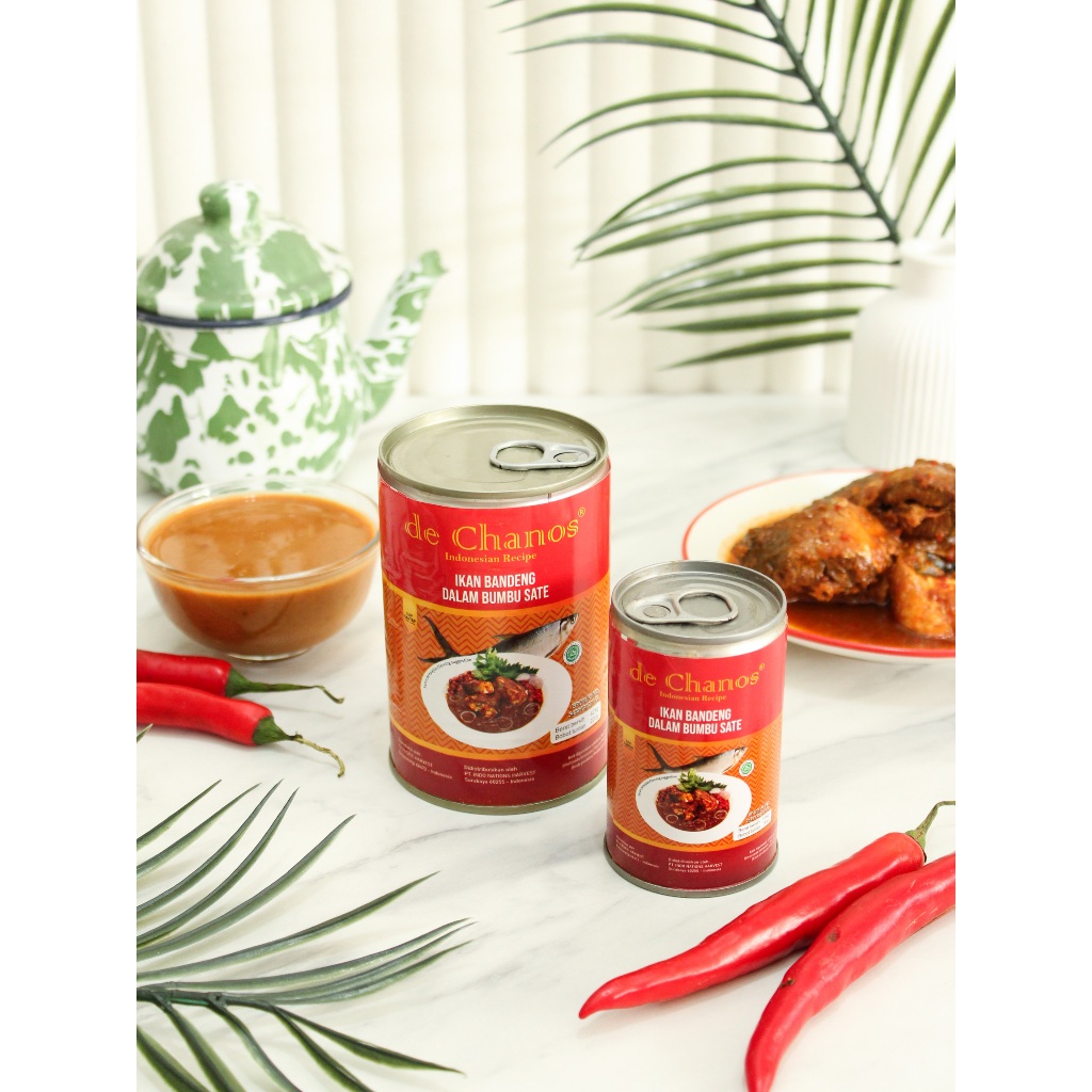 

DE CHANOS Ikan Sarden Bandeng Kaleng Rasa Bumbu Sate 155Gr/425Gr