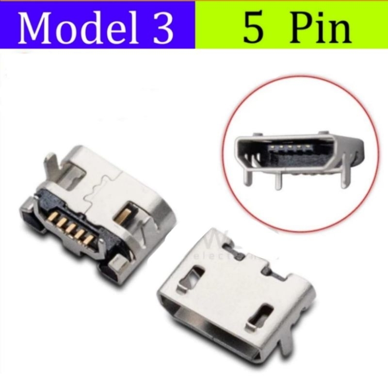 M003 Conector Charger Soket Micro USB 5 Pin B Type Female Insertting Plate